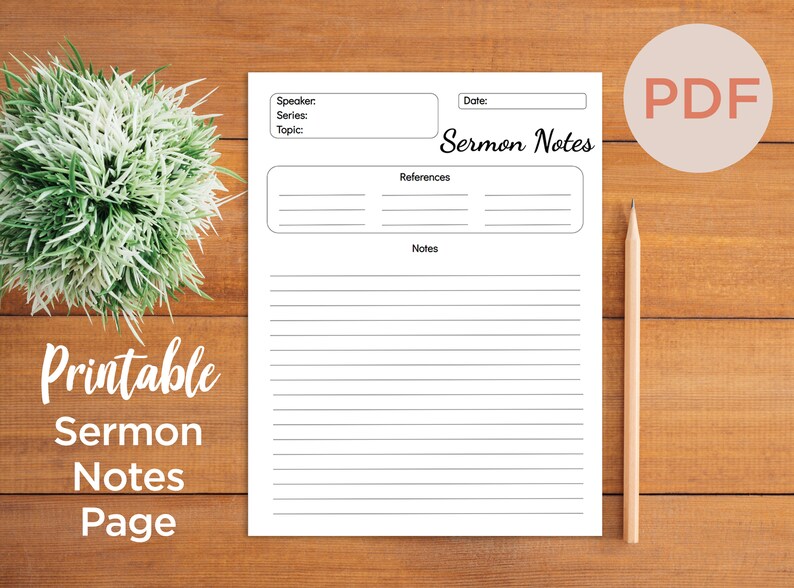 PRINTABLE Sermon Notes Template Minimalist Black &amp; White - Etsy México