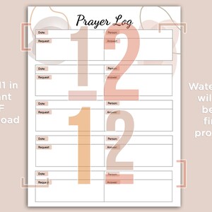 PRINTABLE Prayer Log Template Abstract Neutral Color Theme - Etsy
