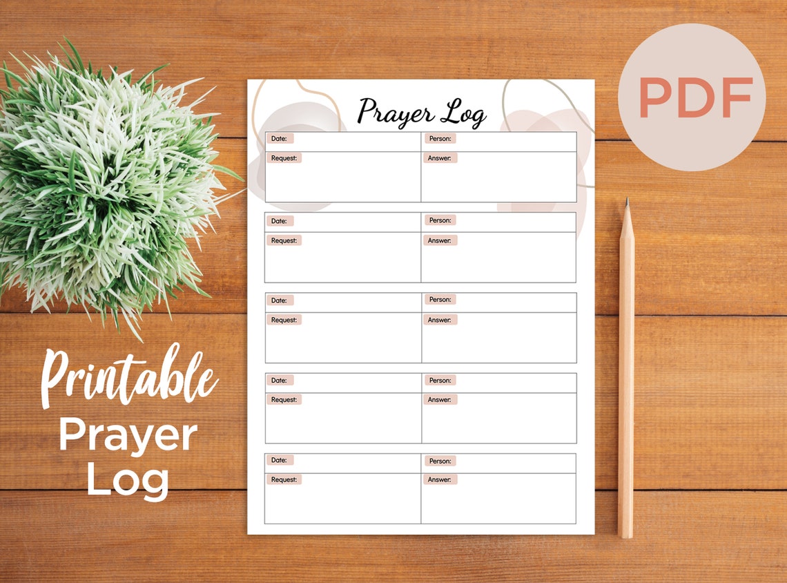 PRINTABLE Prayer Log Template Abstract Neutral Color Theme - Etsy