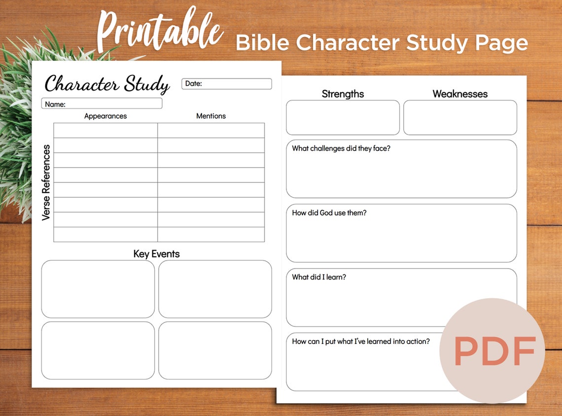 PRINTABLE Bible Character Study Template Minimalist Black & White Etsy PRINTABLE Bible Character Study Template Minimalist Black & White Etsy