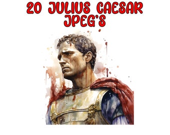 Aquarel Julius Caesar Clipart, 20 JPG's van hoge kwaliteit, Instant Digital Download- Card Making, Digital Paper Craft - Rome Empire Clipart