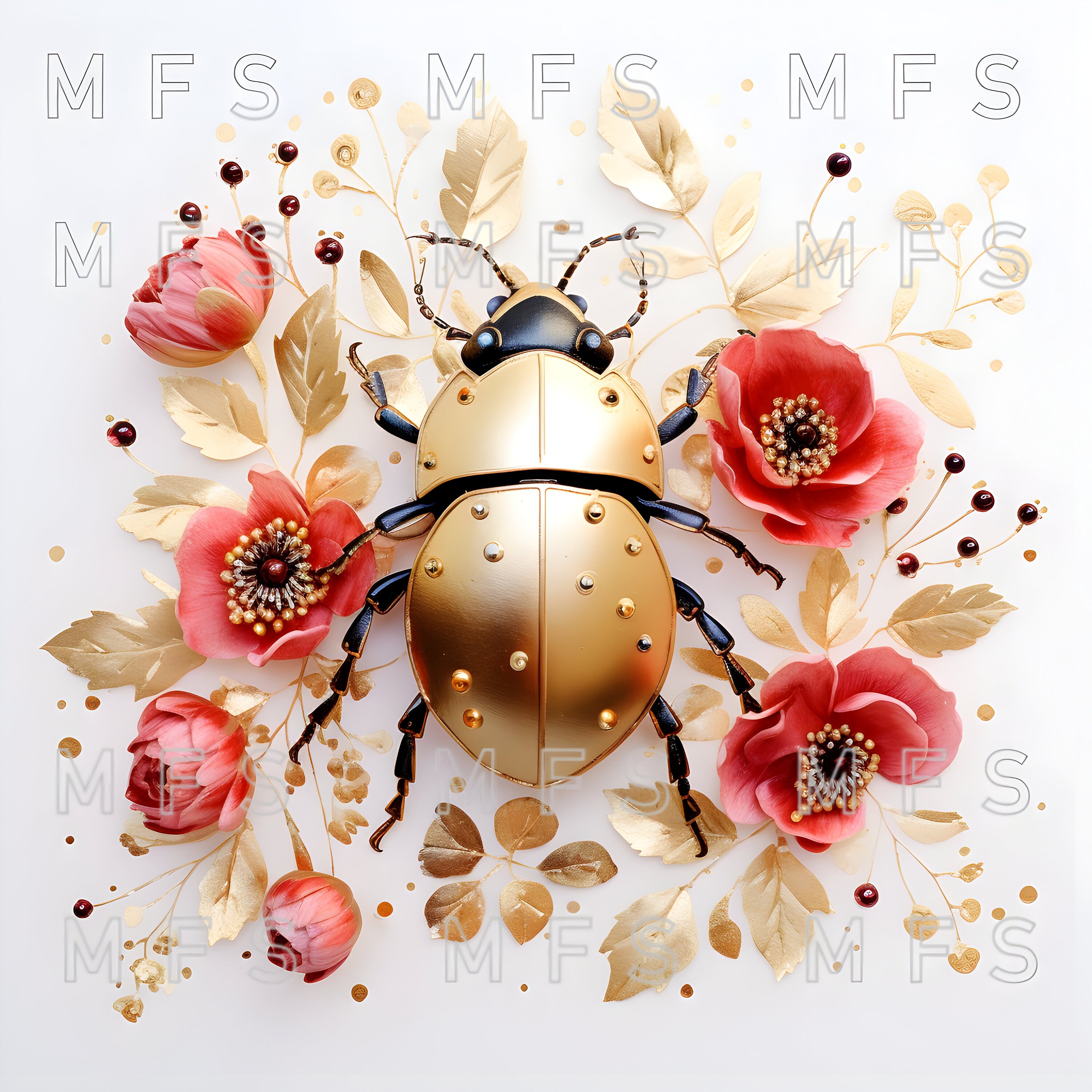 Watercolor Golden Ladybug Clipart, 20 High Quality Png's Instant ...