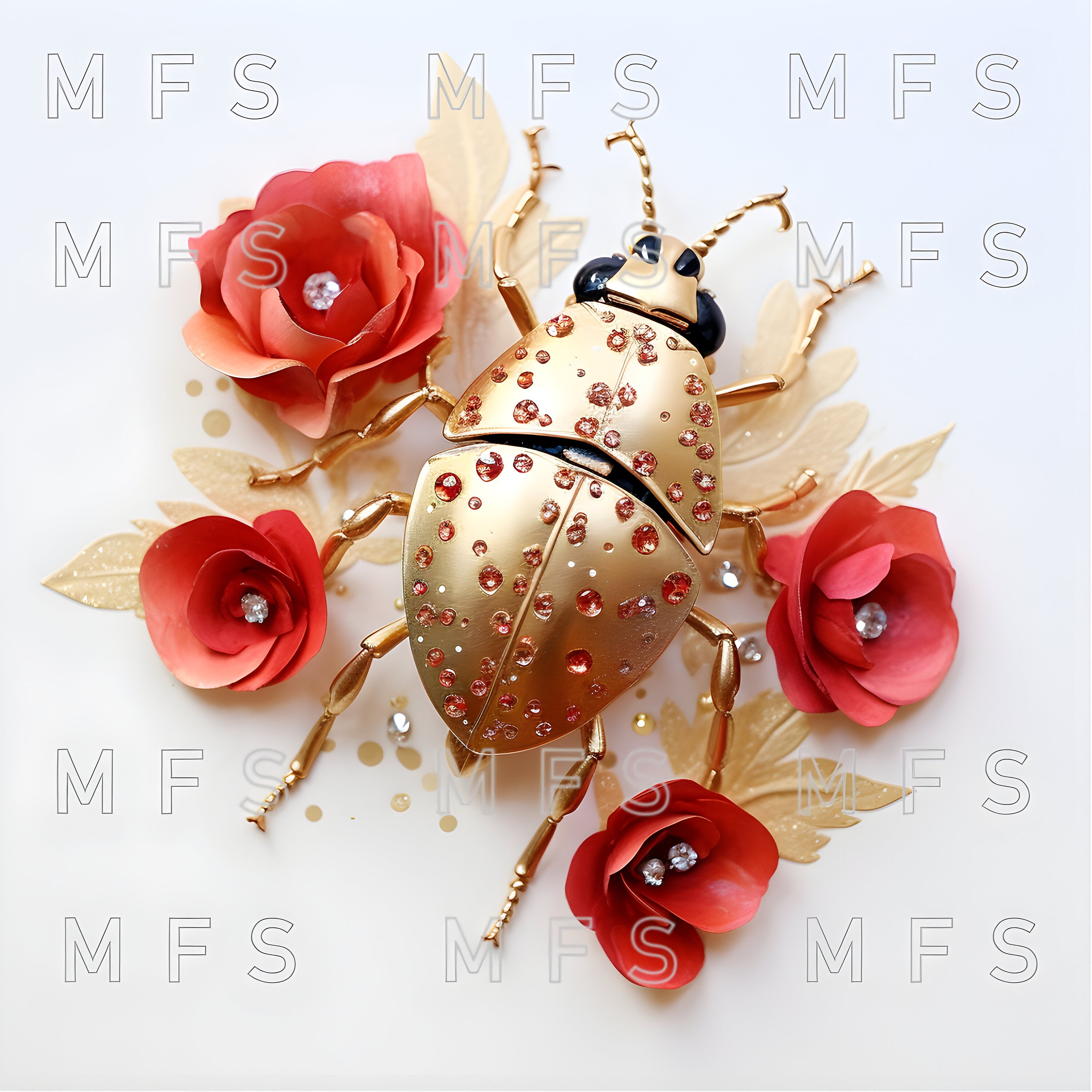 Watercolor Golden Ladybug Clipart, 20 High Quality Png's Instant ...