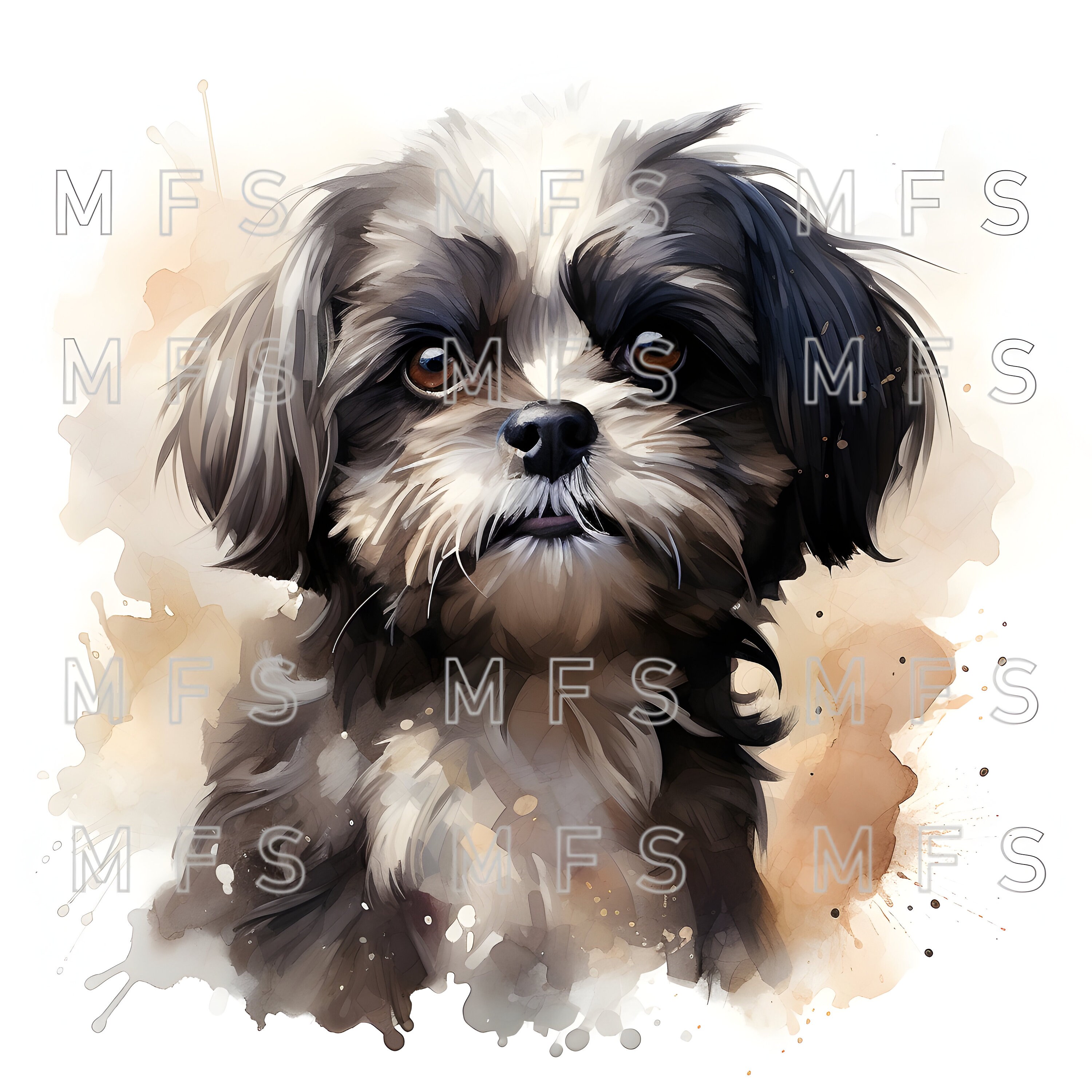 Watercolor Shih Tzu Dog Clipart 20 High Quality Jpgs Instant - Etsy