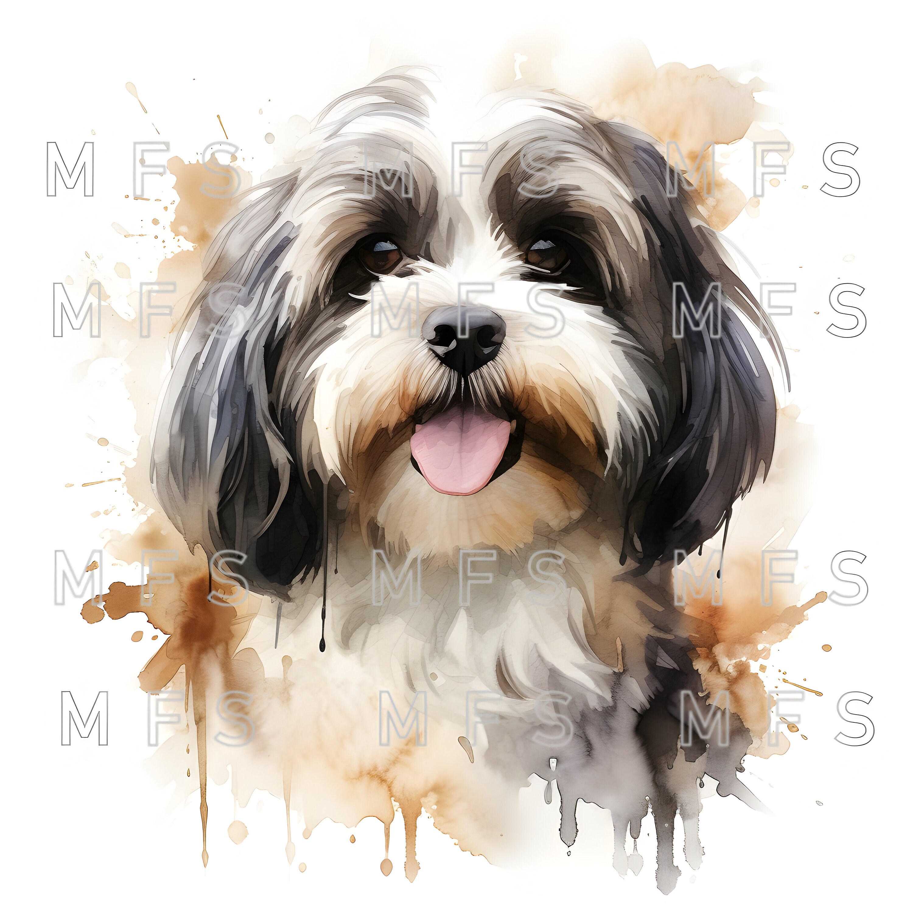 Watercolor Shih Tzu Dog Clipart 20 High Quality Jpgs Instant - Etsy