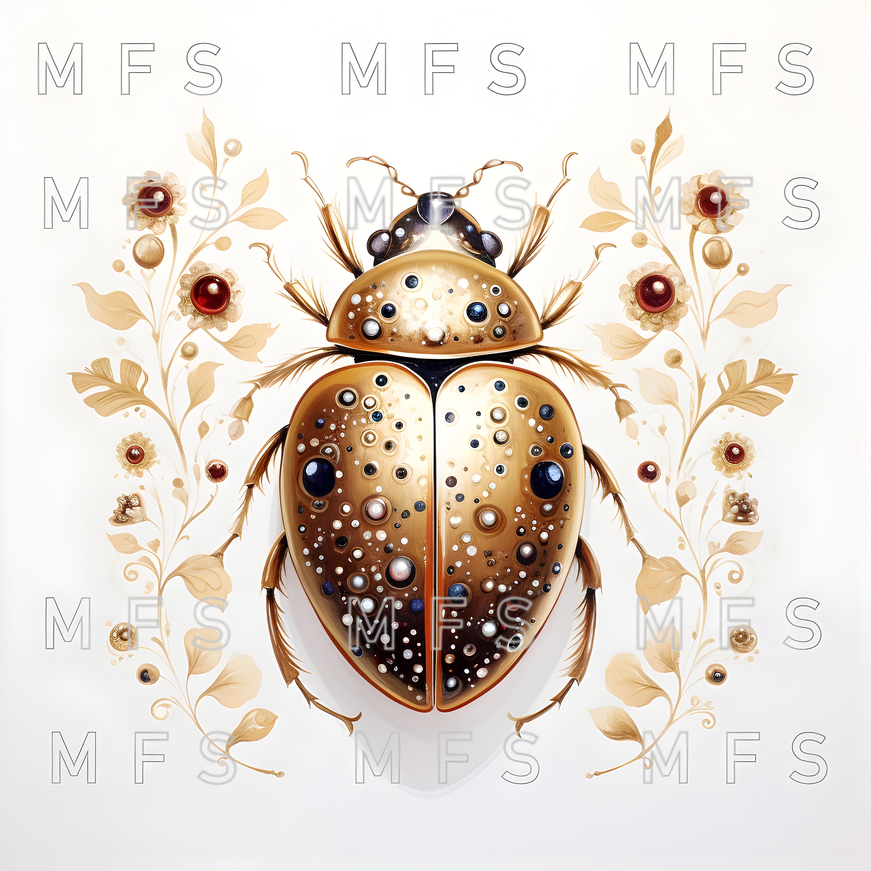 Watercolor Golden Ladybug Clipart, 20 High Quality Png's Instant ...