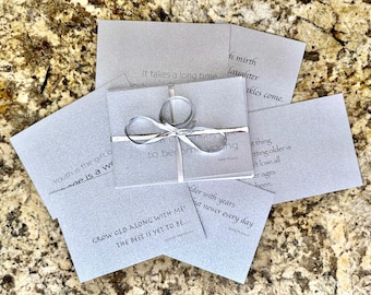 Literary Birthday Note Cards: Metallic Silver Quote Cards