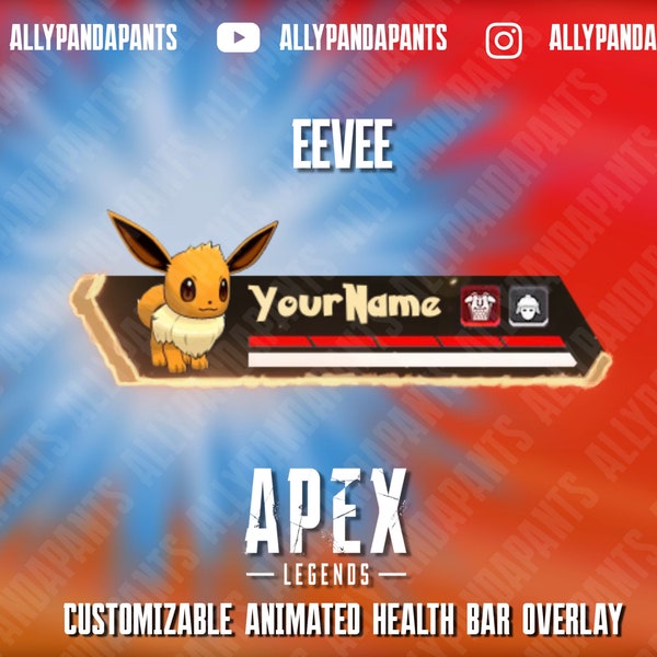 Cute Fox-Like Monster Customizable Animated Apex Legends Health Bar Overlay for OBS, YouTube, Streamlabs, etc.