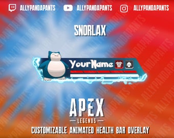 Customizable Snorlax Animated Apex Legends Health Bar Overlay (Digital Download)