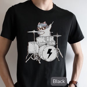Rockstar Cat Drummer Playing Drums T-Shirt, Rockstar Cat Graphic Tee, Kitty Cat Drummer Tee Shirt, Cute Cat Drummer Rocking Out Shirt, Gift