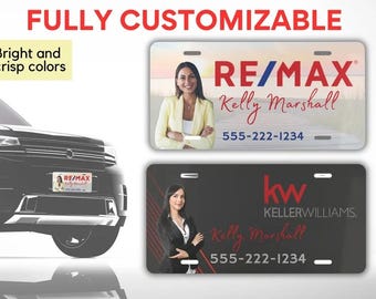 Realty Full Color Vanity License Plate, Fully Personalized Realtor Gifts, Custom Real Estate Plates, Designs available or design your own