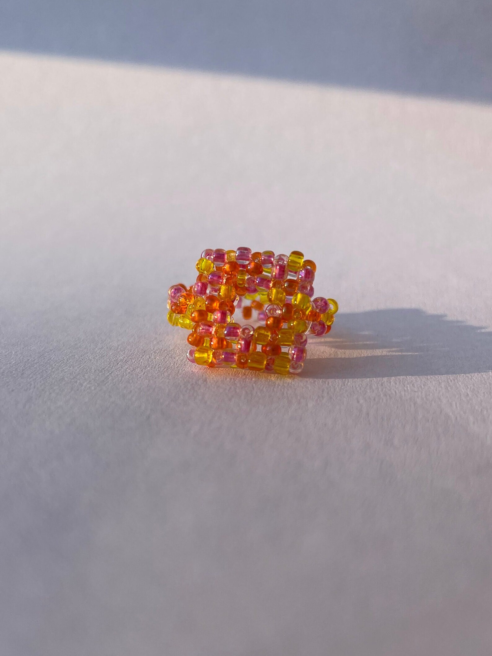 Hand Beaded Ring - Citrus Confetti - Etsy