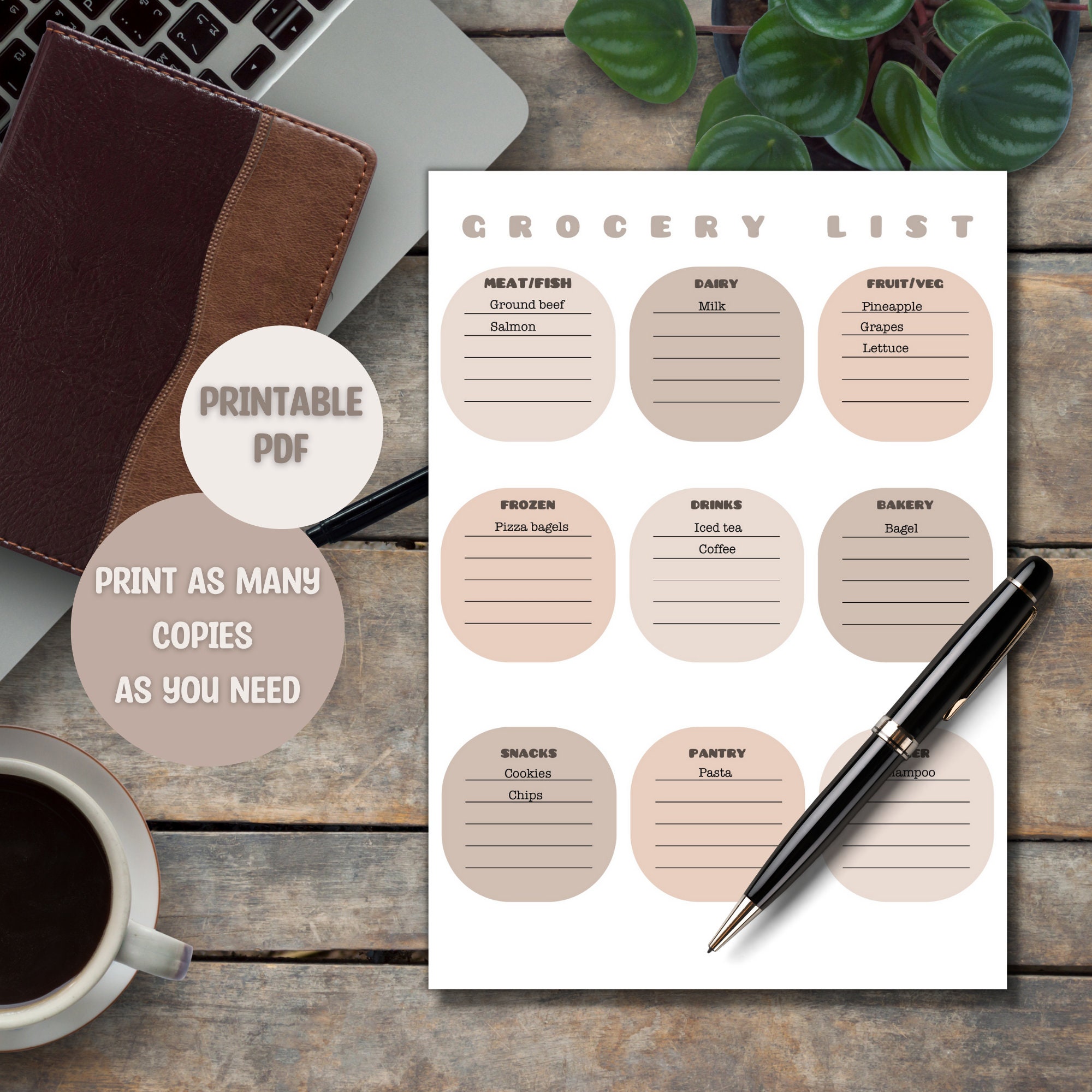 Grocery List Meal Planner Food Prep Digital Download - Etsy
