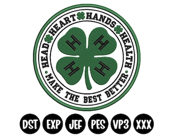 4-H Clover Embroidery Design: St Patrick's Day Patch (Machine File)