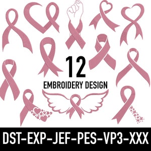 Pink Ribbon Embroidery Designs: Cancer Awareness Bundle (Digital Download)