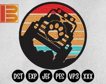 Dog Paw Offroad Embroidery Design, Paw Retro Color 4x4 Embroidery, Patch Embroidery, Machine Embroidery Patterns EMB0008