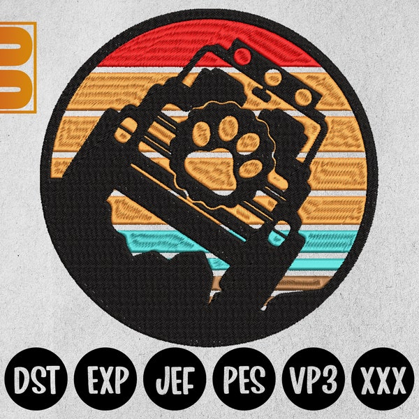 Dog Paw Offroad Embroidery Design, Paw Retro Color 4x4 Embroidery, Patch Embroidery, Machine Embroidery Patterns EMB0008