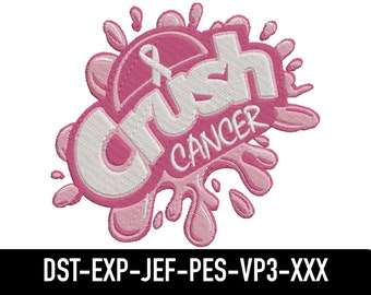 Crush Cancer Splash Embroidery Design - Awareness Pattern, Support Art, Machine Embroidery File, Pes, Jef, Vp3, Dst, Exp EMB0112