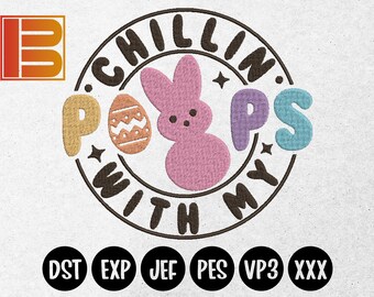 Diseño de bordado Peeps: Conejito de Pascua relajante (varios tamaños)