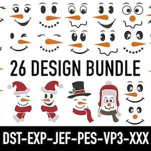 Snowman Faces Embroidery Designs: 26 Winter Themed Machine Embroidery Files