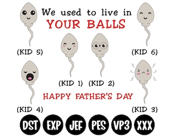 Diseño de bordado de esperma divertido para el Día del Padre (EMB0048)