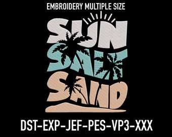 Sun Salt Sand Embroidery Design: Beach Summer Machine File