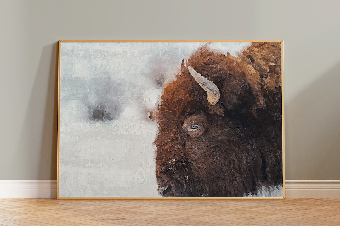 Bison Print Buffalo Wall Art Printable Bison Art Winter - Etsy