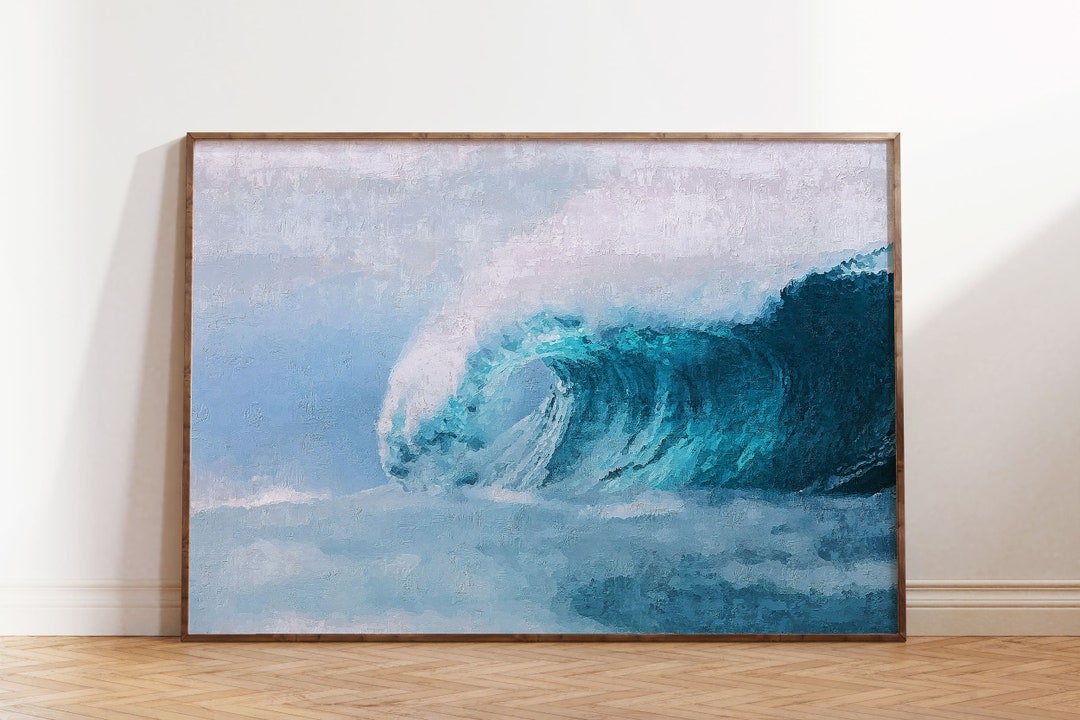 Ocean Wave Printable Art Teal and Green Wall Art Ocean Wall Etsy