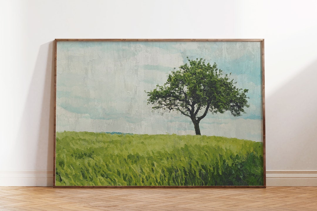 Tree Landscape Print, Digital Download, Spring Landscape Art, Nature