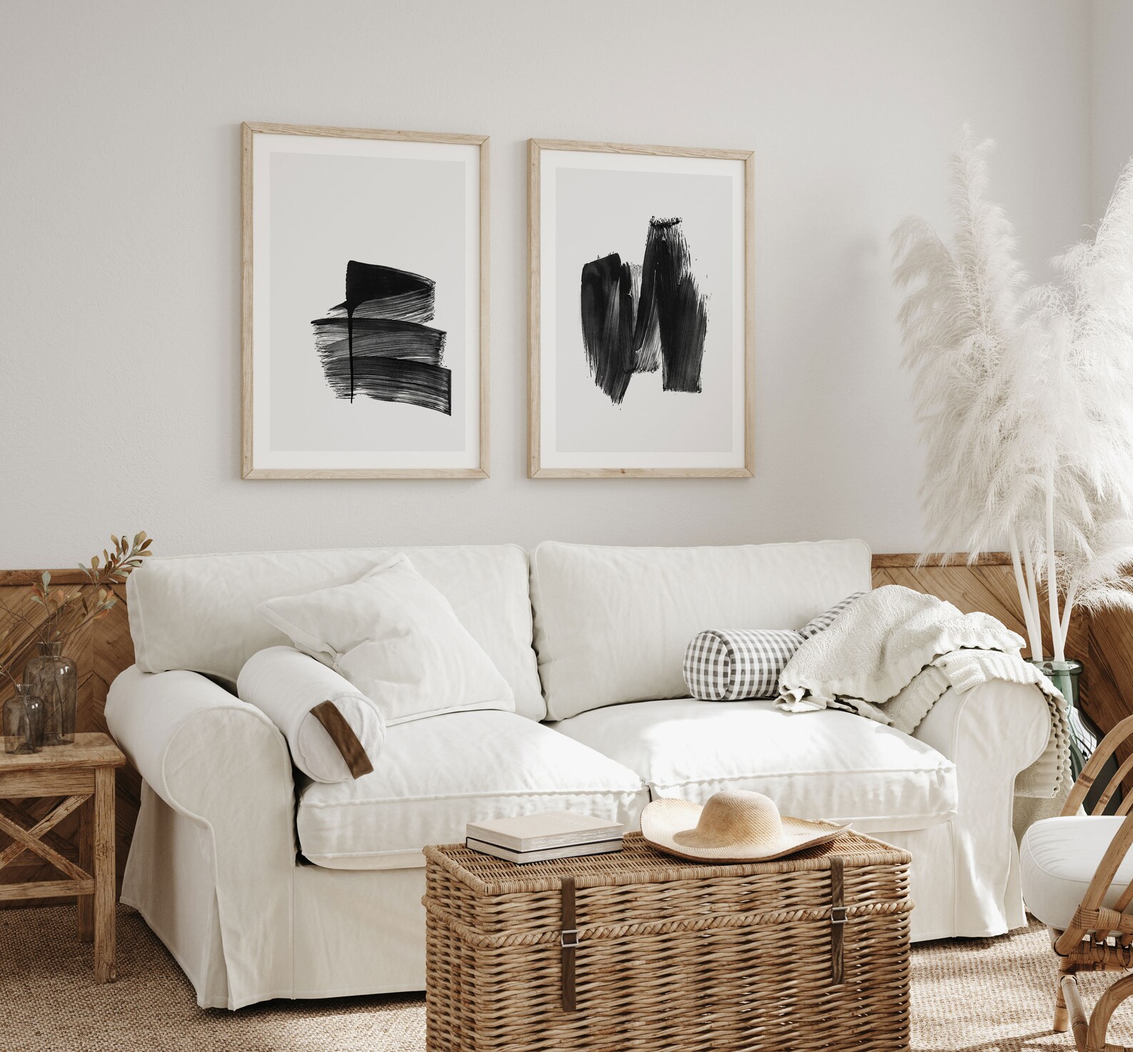Black and White Minimalist Wall Art Abstract Poster Set - Etsy