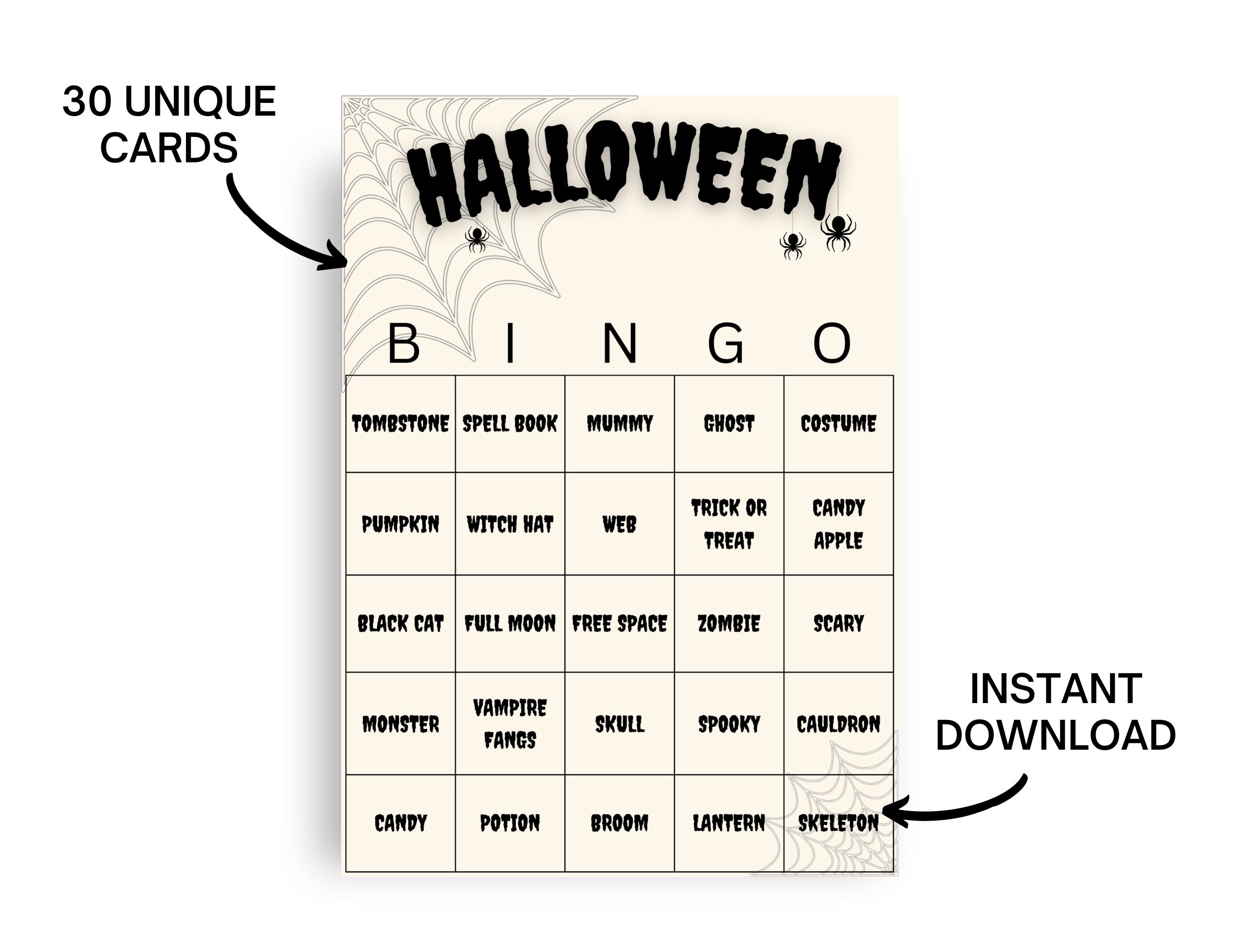 30 Printable Halloween Bingo Cards Printable Classroom Games 30 Printable Halloween Bingo Cards Printable Classroom Games