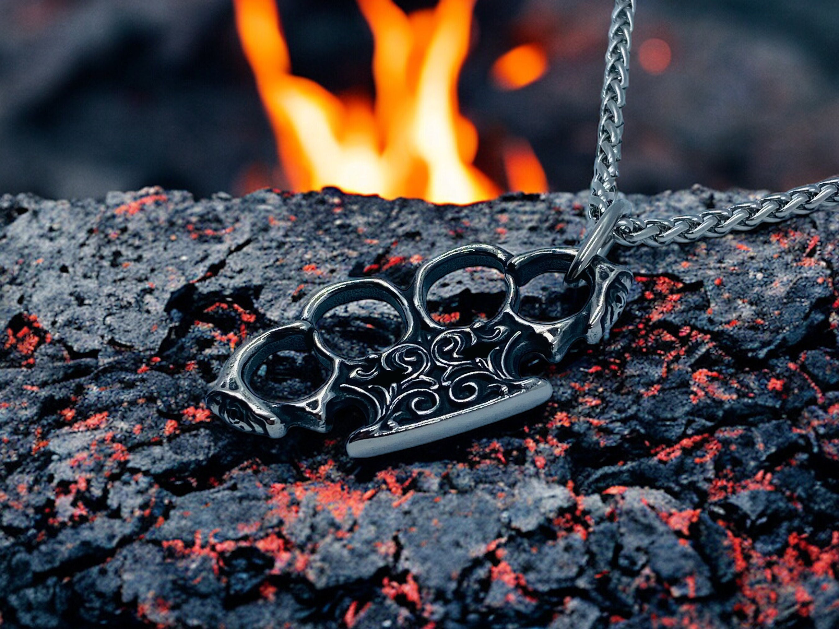 Brass Knuckles Necklace Etsy UK