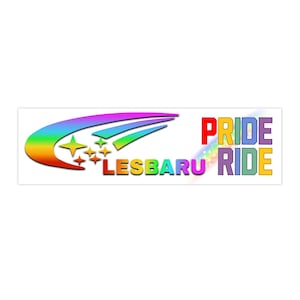 Lesbaru Pride Ride Bumper Sticker - LGBTQ+ Car Decal for Subaru Owners, Pride Sticker, LGBTQ Celebration Decal, Rainbow Bumper Sticker,