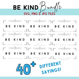 Soyez gentil numérique Bundle, bonnes vibrations, dictons drôles, humour de maman, SVG, Png, Jpg, fichiers de découpe numérique, fichiers Cricut, fichiers Silhouette, sublimation