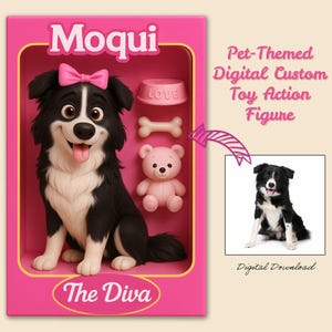 Figura de acción personalizada de perro, arte digital personalizado, descarga digital, regalo personalizado