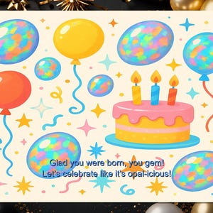 Fun October Opal Birthstone Card