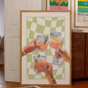 Cheers Print, Wydruki Alkoholowe, Wydruki Na Wózkach Barowych, Sztuka Na Wózkach Barowych, Kolorowa Sztuka Ścienna, Dziewczęca Sztuka Ścienna, Plakat Cheers