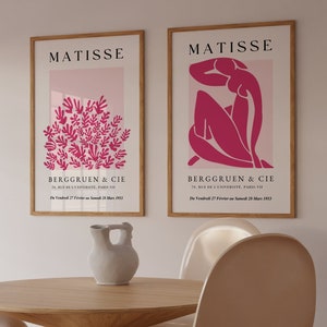 Matisse Print, Wall Art Set, Pink Print, Trendy Wall Art, Aesthetic Room Decor, Above Bed Art