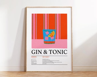 Cocktail Poster, Bar Cart Prints, Cocktail Wall Art, Bar Cart Art, Kitchen Wall Art, Trendy Wall Art
