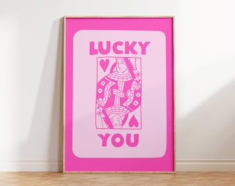 Lucky You Print, Retro Poster, Trendy Prints, Aesthetic Posters, Girly Wall Art, Retro Wall Art