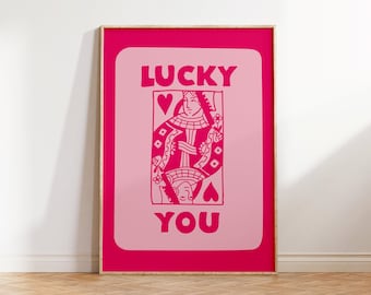 Lucky You Print, Retro Poster, Trendy Prints, Aesthetic Posters, Girly Wall Art, Retro Wall Art