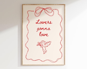 Valentines Day Poster, Cupid Art Print, Digital Download, Trendy Wall Art, Love Poster, Aesthetic Dorm Room Decor, Valentines Day Decor