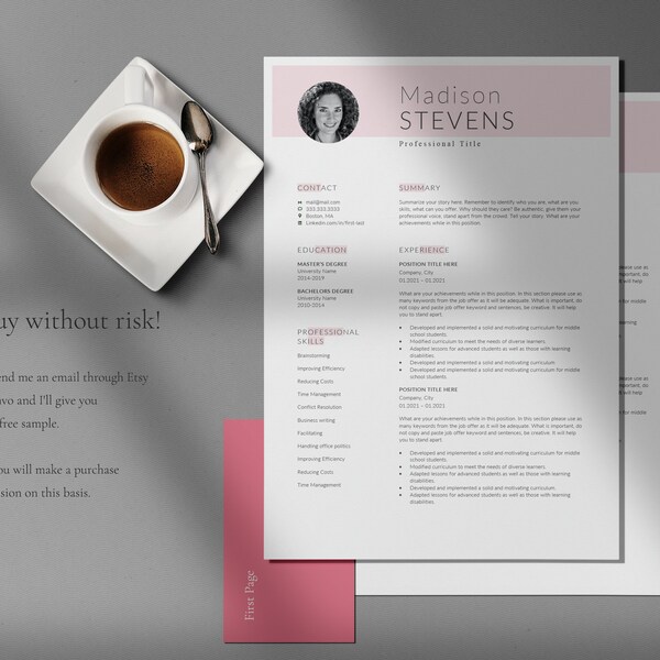 Sorority Resume Template Word Female Resume, Aesthetic Cv, Creative Template Word, Two pages with cover letter, Modern Design 2022, Cute Cv