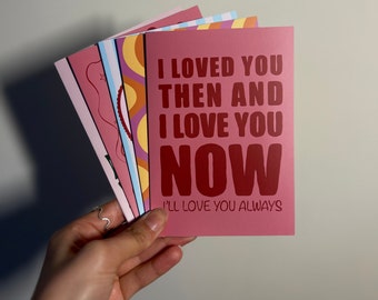 Valentine Day Greeting Card, Pink and Red Card, Greeting Card for Partner, Couple Cards, V-day Cards