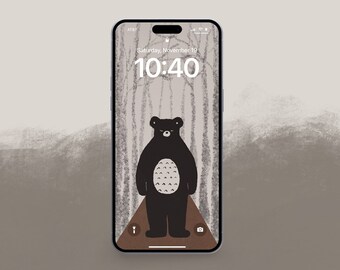 Zen Bear Android & iPhone Wallpaper | Lockscreen | Digital Download