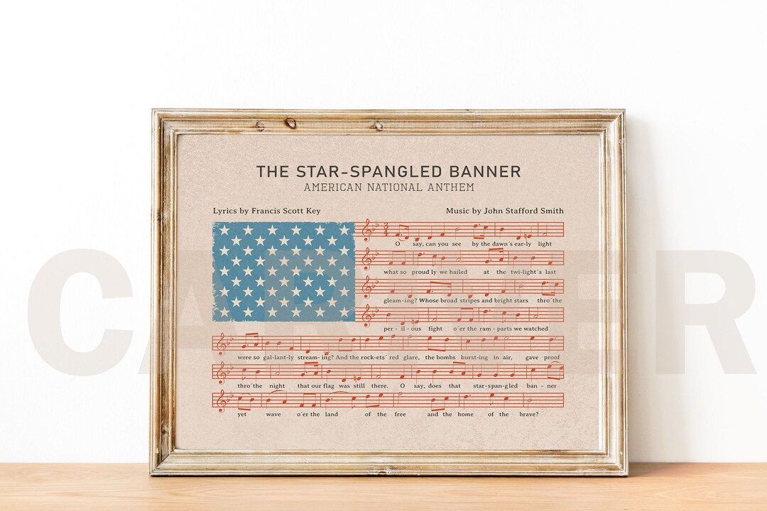 American National Anthem Printable Star Spangled-banner - Etsy