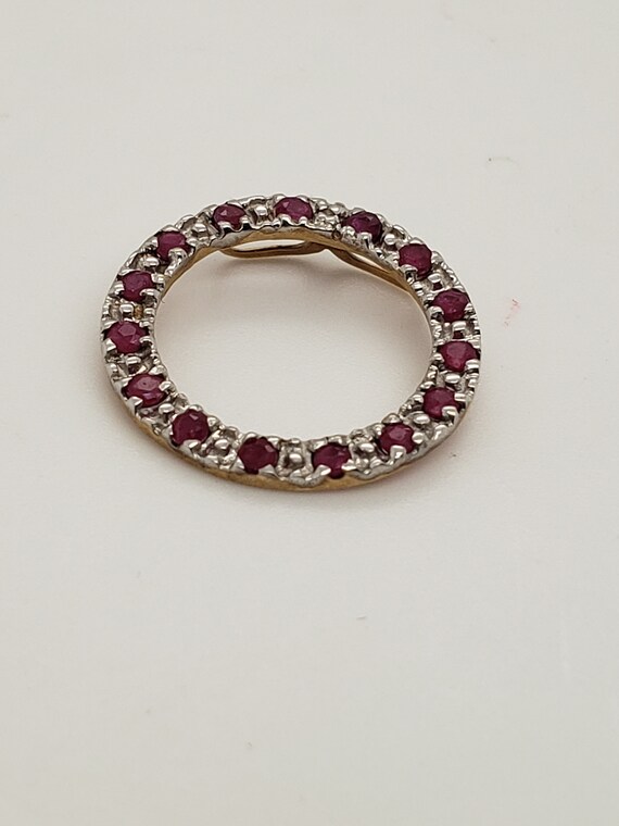 Ruby Round Two Tone 10K Yellow and White Gold Pen… - image 4