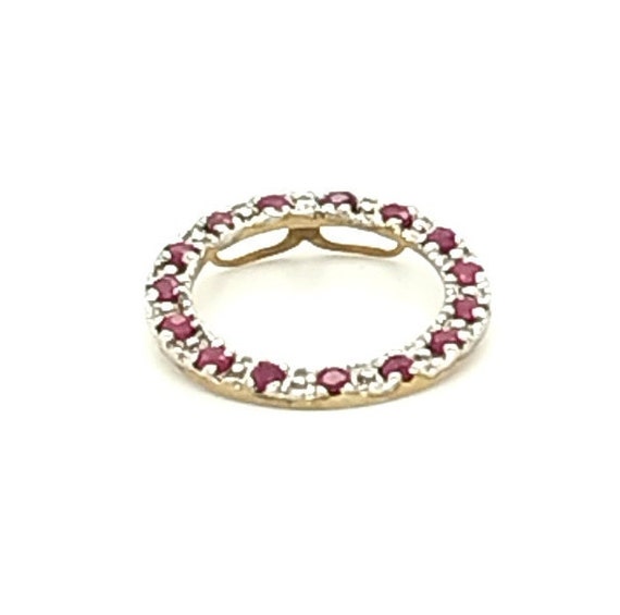 Ruby Round Two Tone 10K Yellow and White Gold Pen… - image 8