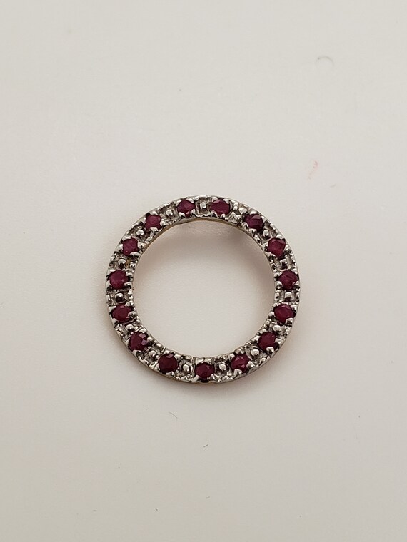 Ruby Round Two Tone 10K Yellow and White Gold Pen… - image 2