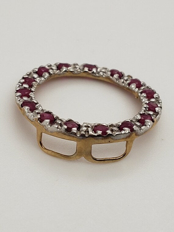 Ruby Round Two Tone 10K Yellow and White Gold Pen… - image 5